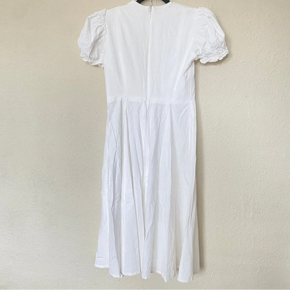 House of CB 'Ellery' Linen Puff Sleeve Sundress midi white‎ NWOT M - Picture 7 of 16